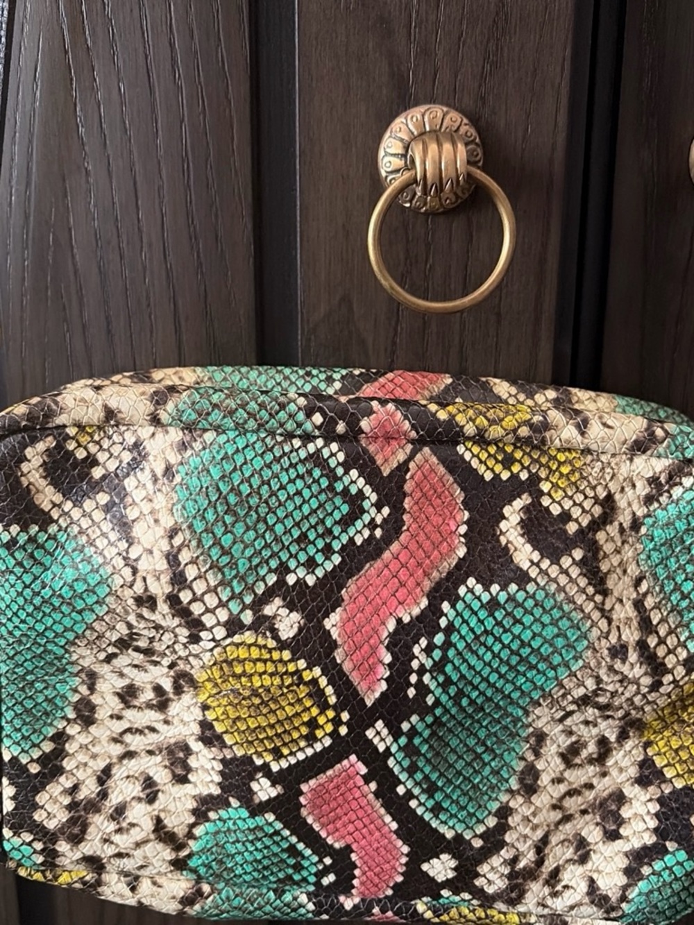 Clare V. Multicolor Snakeskin-Print Clutch/Crossbody